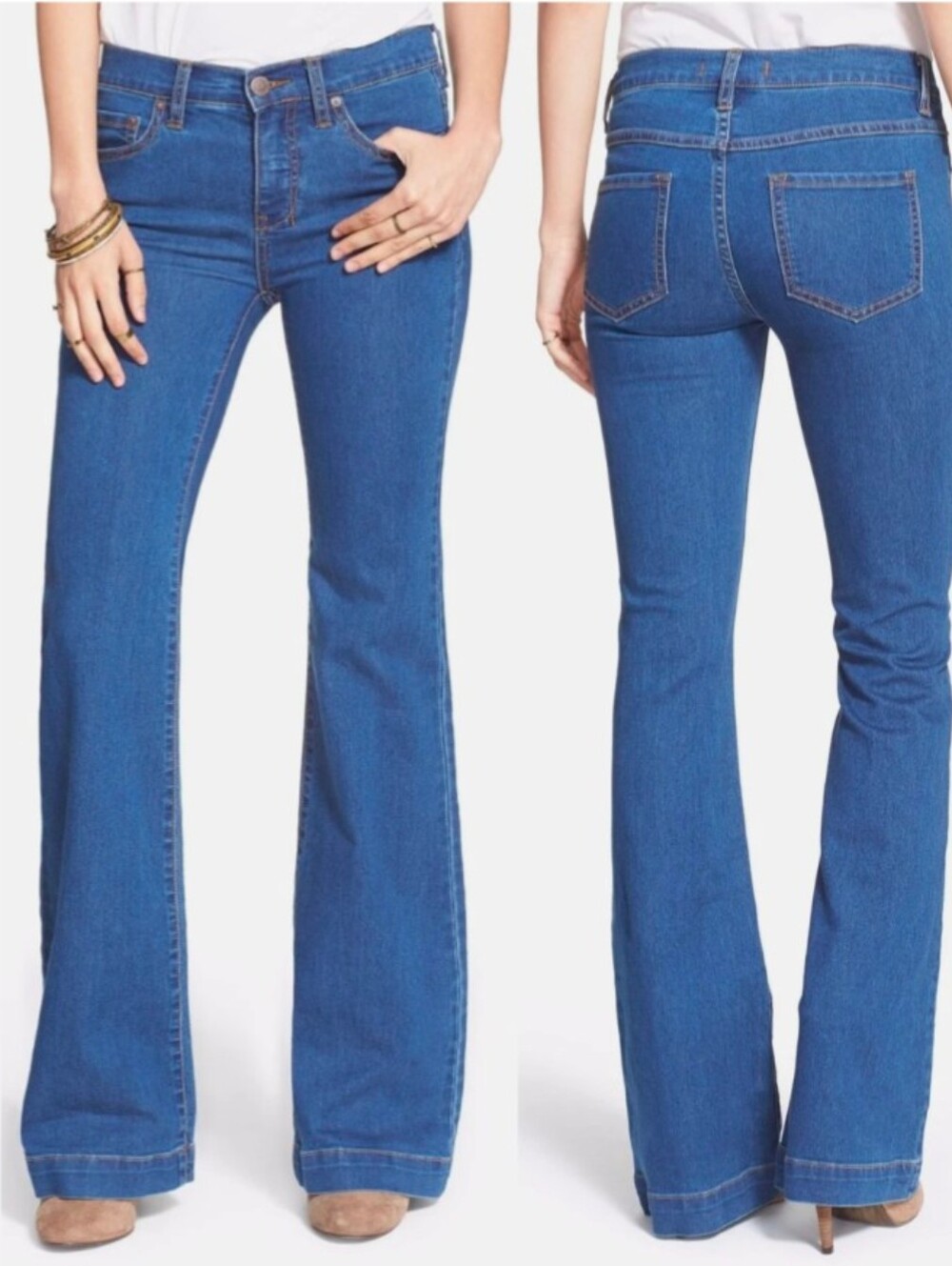 Free People Dallas Flare Jeans Size 30 Dark Wash Stretch Bell Bottoms NWT